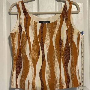 KASPER Brown and Cream/white Patterned Tank Top